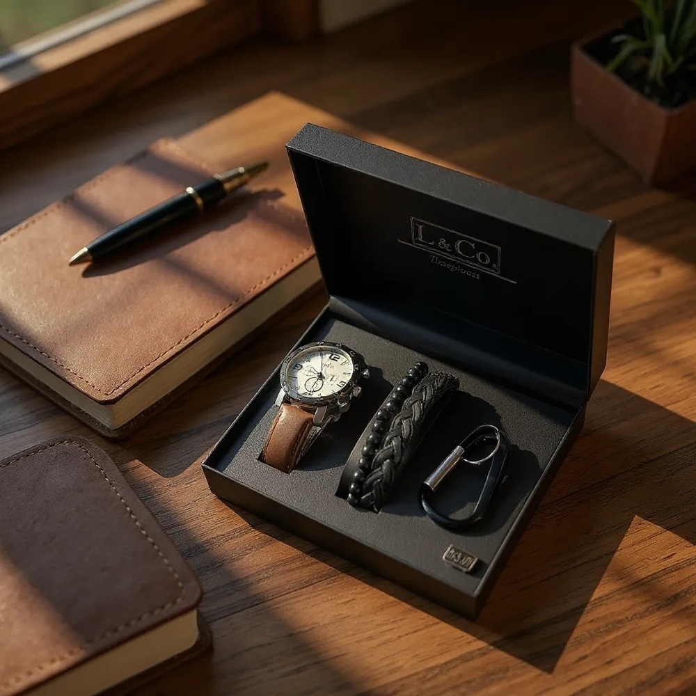 L & Co. Timepieces watch, dual-bracelet, &‎ carabiner.
New in Box!
